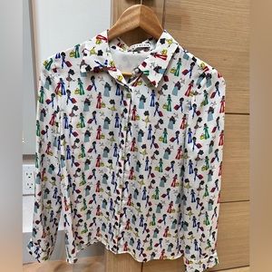 Alice + Olivia Willa Placket Top size S, in color Passport Stace